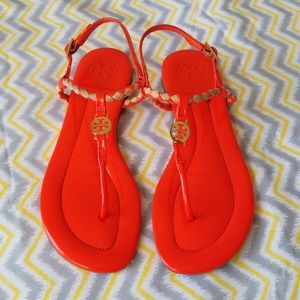 Tory Burch Orange Emy Braided Sandals